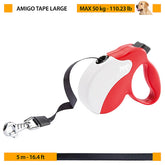 Laisse Retractable AMIGO TAPE Rouge L
